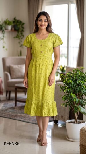 Knee Length Frock Nighty Free Size(XXL)-KFRN36