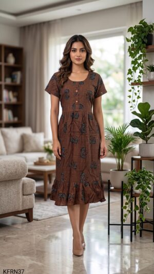 Knee Length Frock Nighty Free Size(XXL)-KFRN37