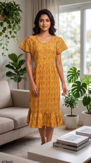 Knee Length Frock Nighty Free Size(XXL)-KFRN38