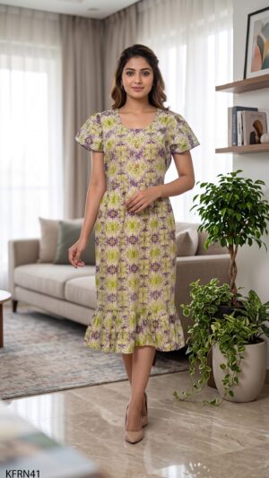 Knee Length Frock Nighty Free Size(XXL)-KFR41