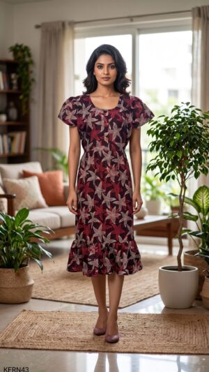 Knee Length Frock Nighty Free Size(XXL)-KFR43
