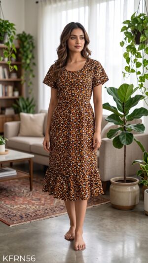 Knee Length Frock Nighty Free Size(XXL)-KFR56