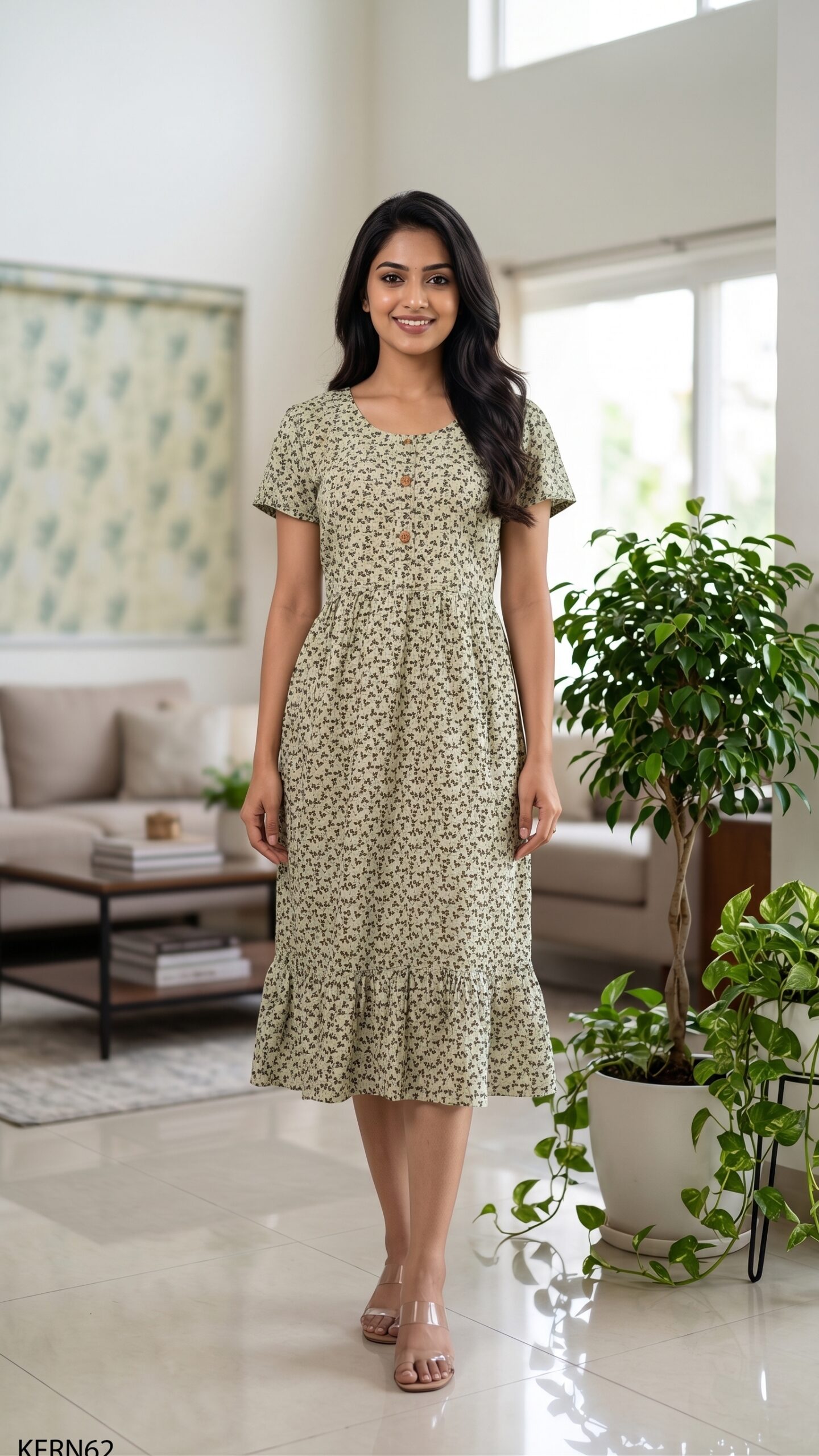 Knee Length Frock Nighty Free Size(XXL)-KFR62