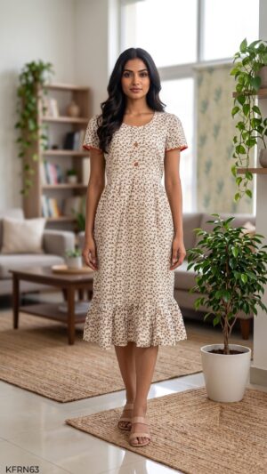 Knee Length Frock Nighty Free Size(XXL)-KFR63