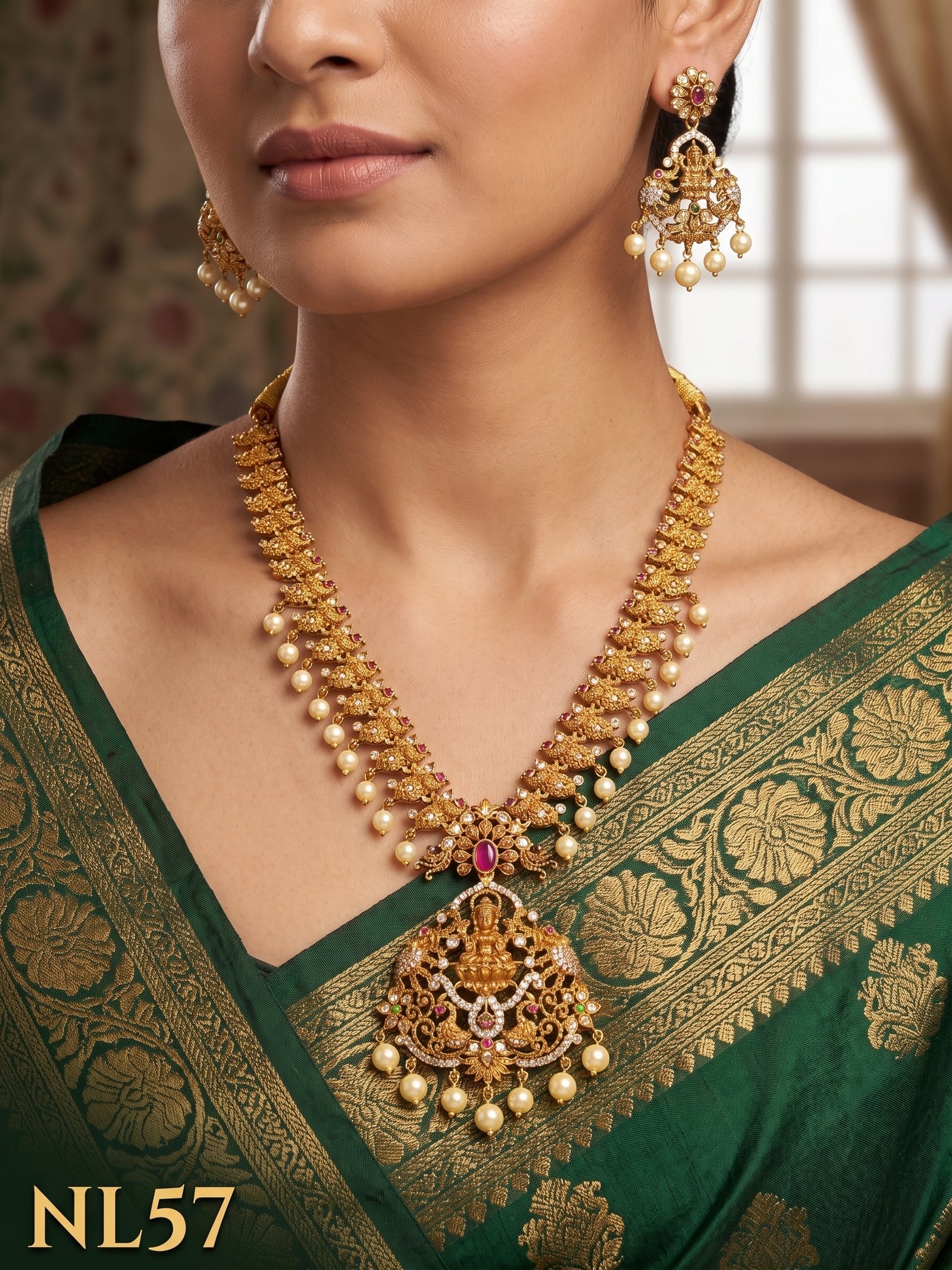 Premium Necklace With Ear Rings-NL57