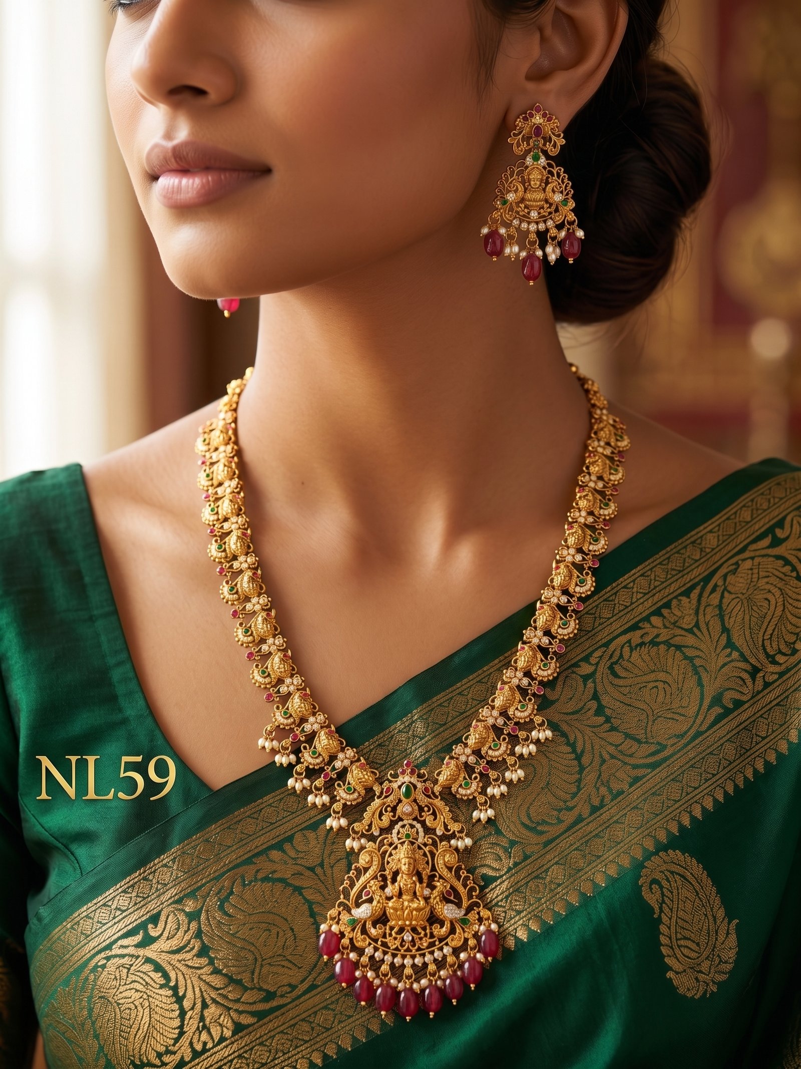 Premium Necklace With Ear Rings-NL59