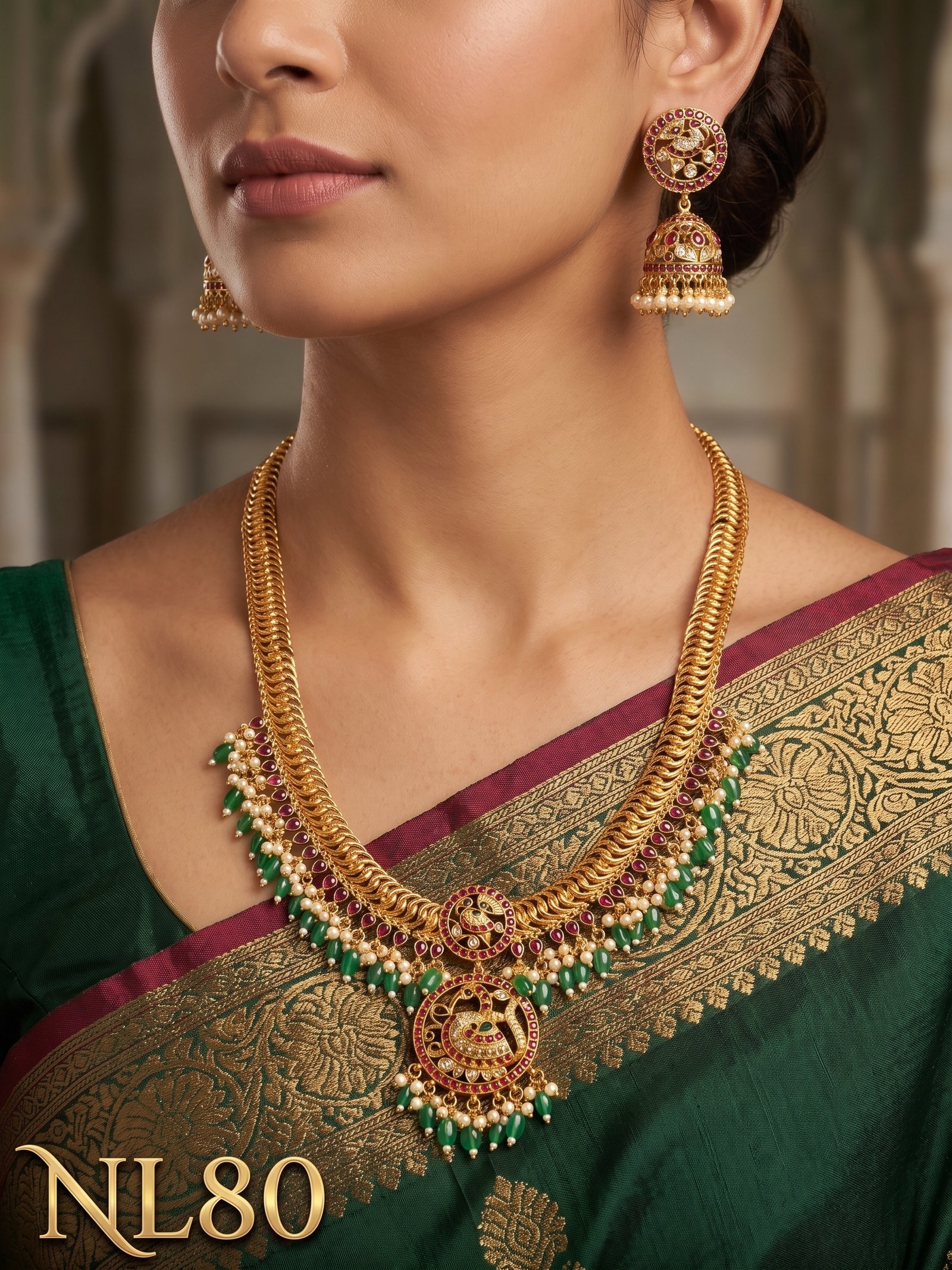 Premium Necklace With Ear Rings-NL80