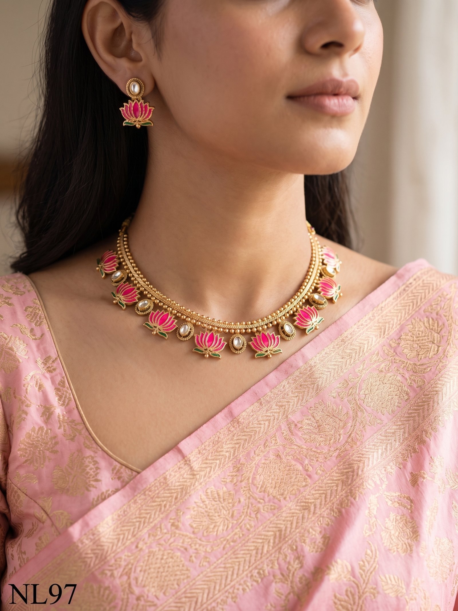 Premium Necklace With Ear Rings-NL97