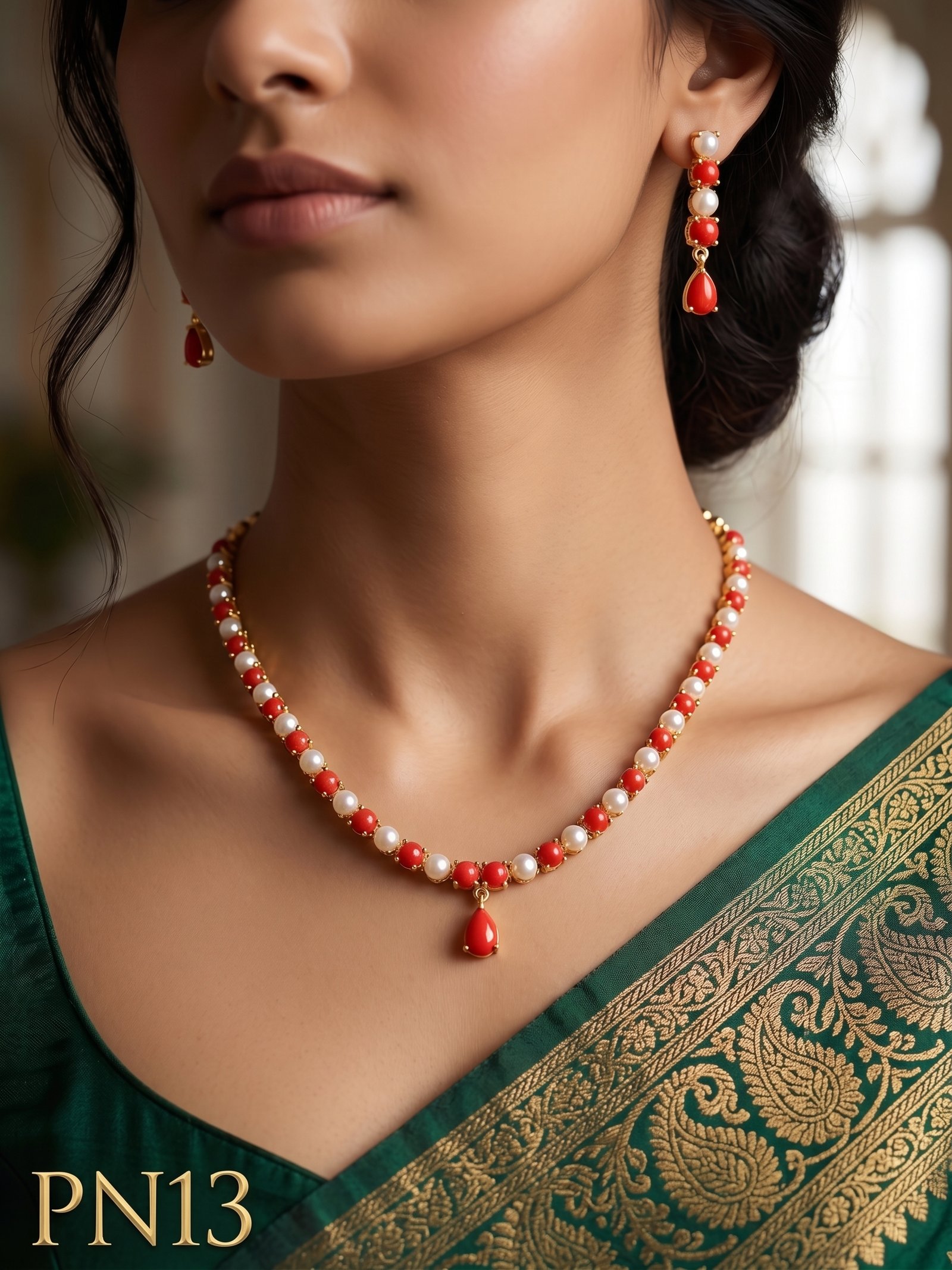 Panchaloham Necklace With Ear Rings-PN13