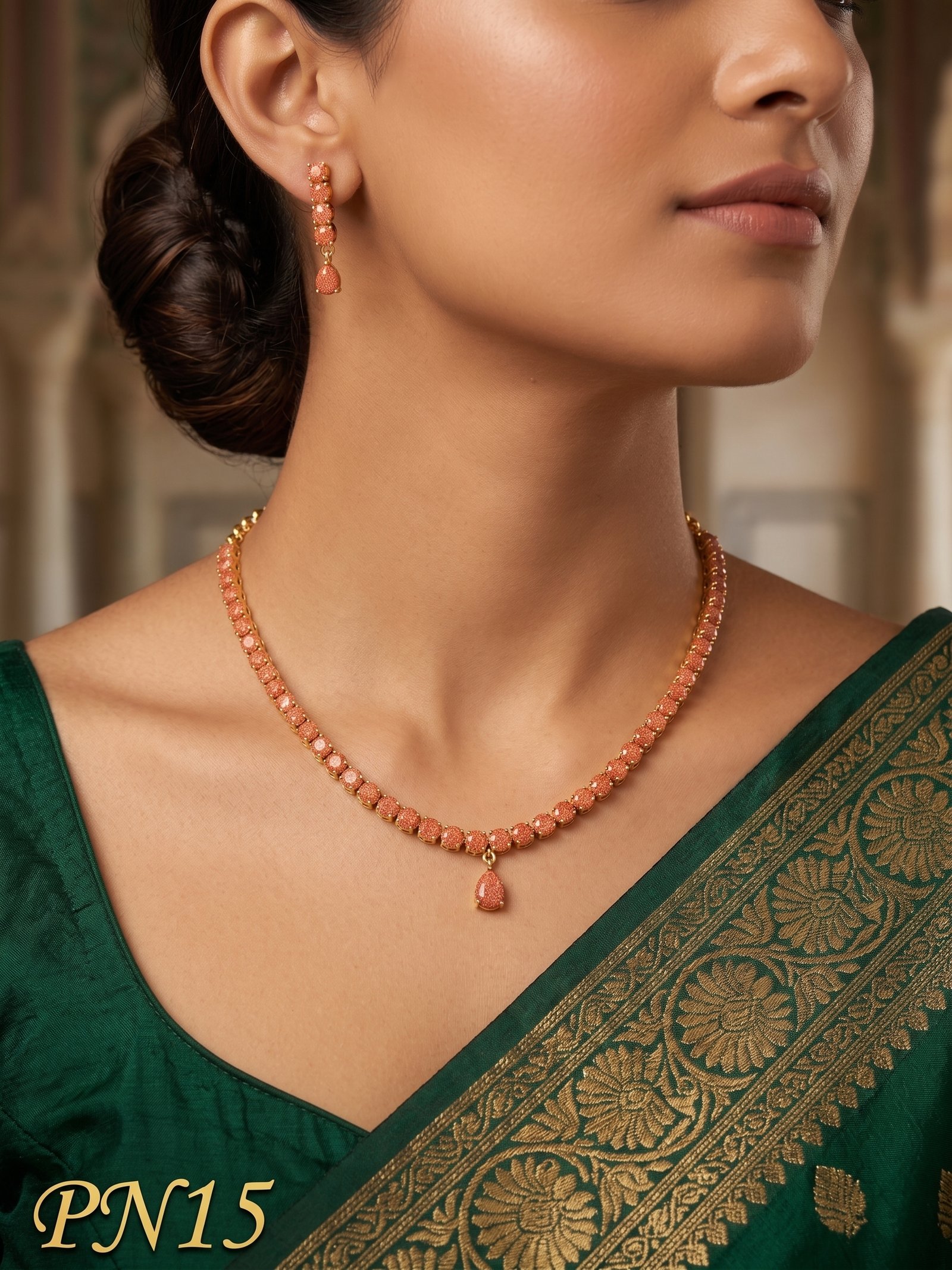 Panchaloham Necklace With Ear Rings-PN15