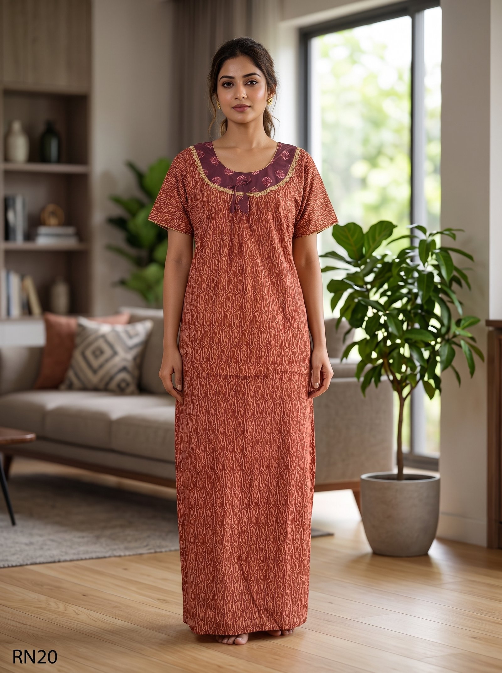 Round Neck Nighty Free Size(XXL)-RN20