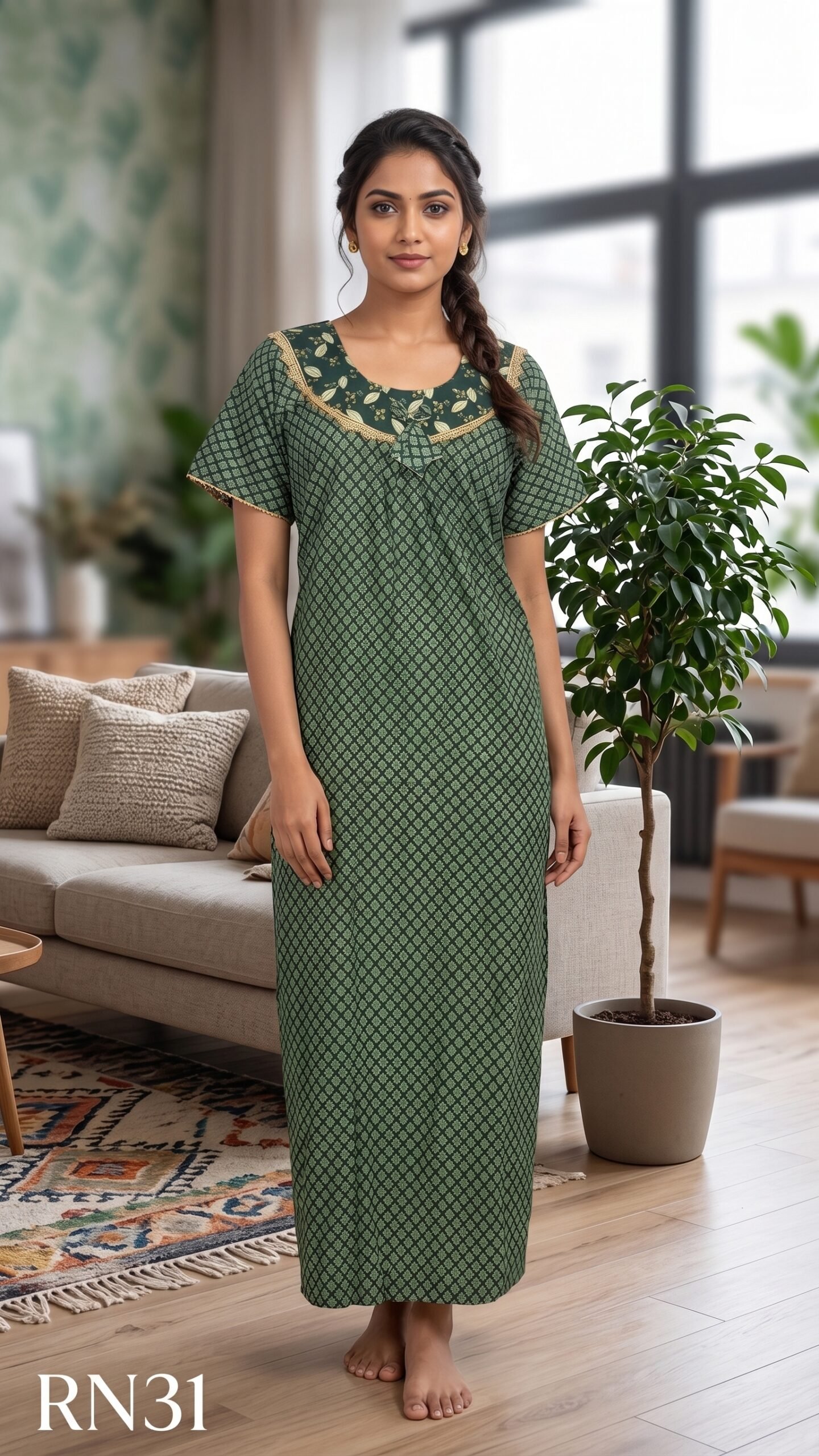 Round Neck Nighty Free Size(XXL)-RN31
