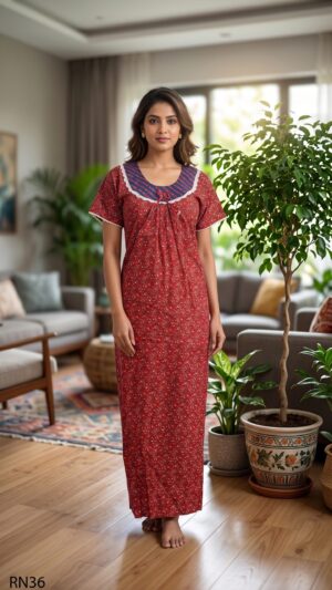Round Neck Nighty Free Size(XXL)-RN36