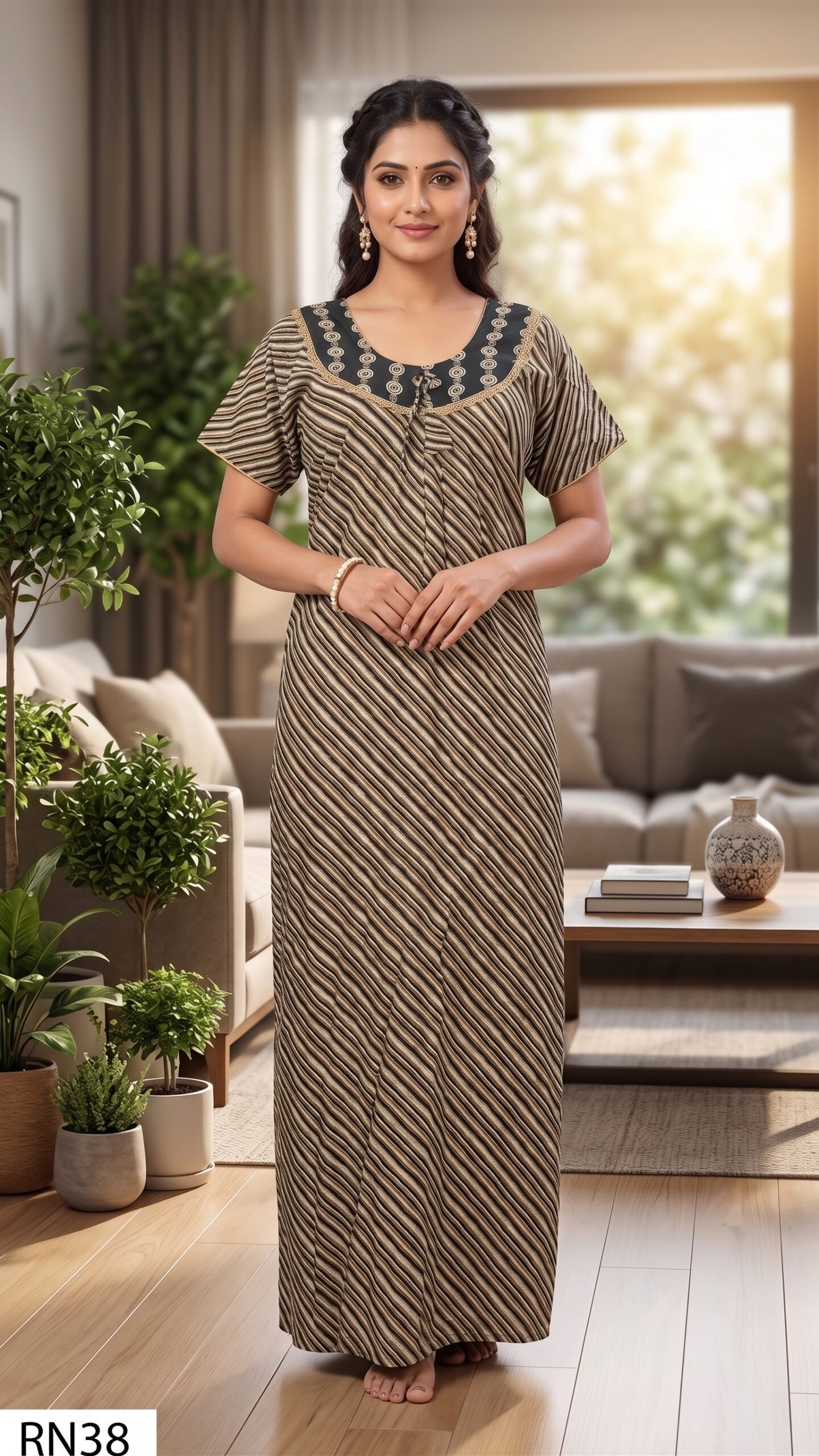 Round Neck Nighty Free Size(XXL)-RN38