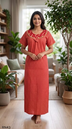 Round Neck Nighty Free Size(XXL)-RN43