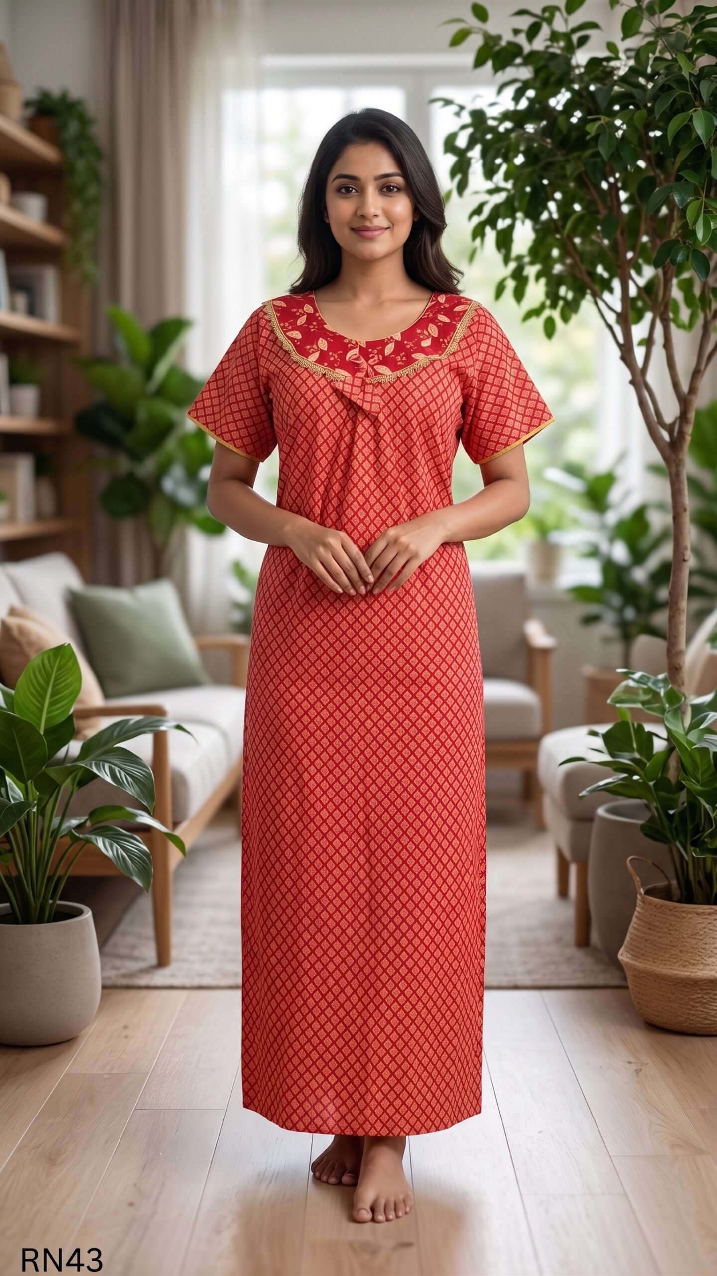 Round Neck Nighty Free Size(XXL)-RN43