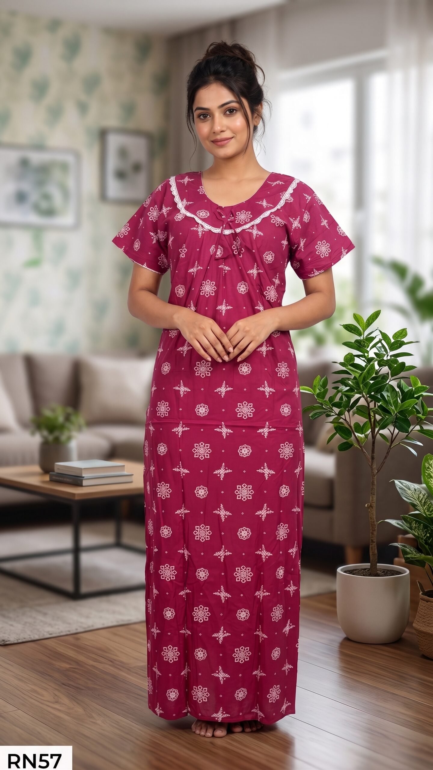 Round Neck Nighty Free Size(XXL)-RN57