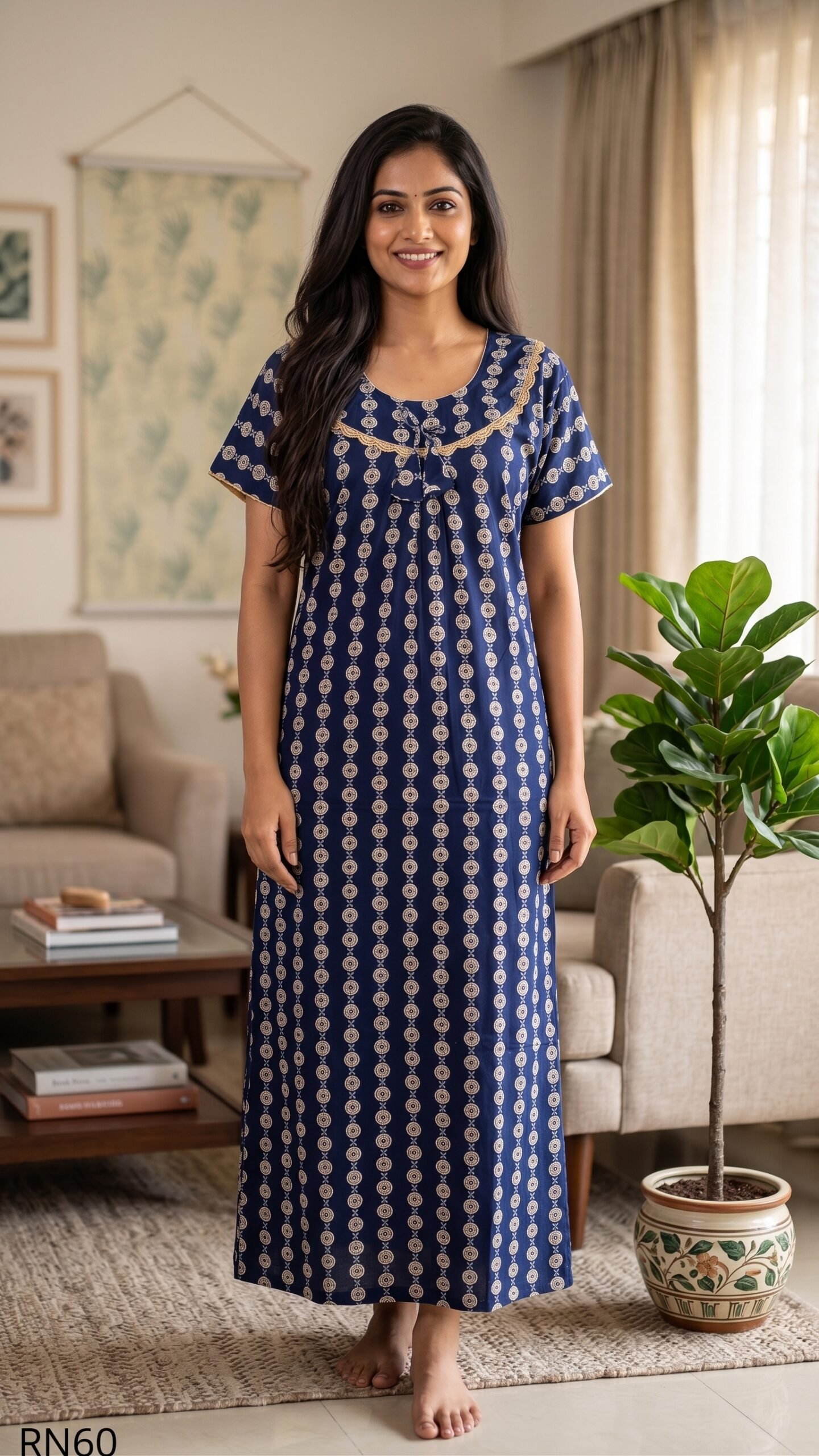 Round Neck Nighty Free Size(XXL)-RN60