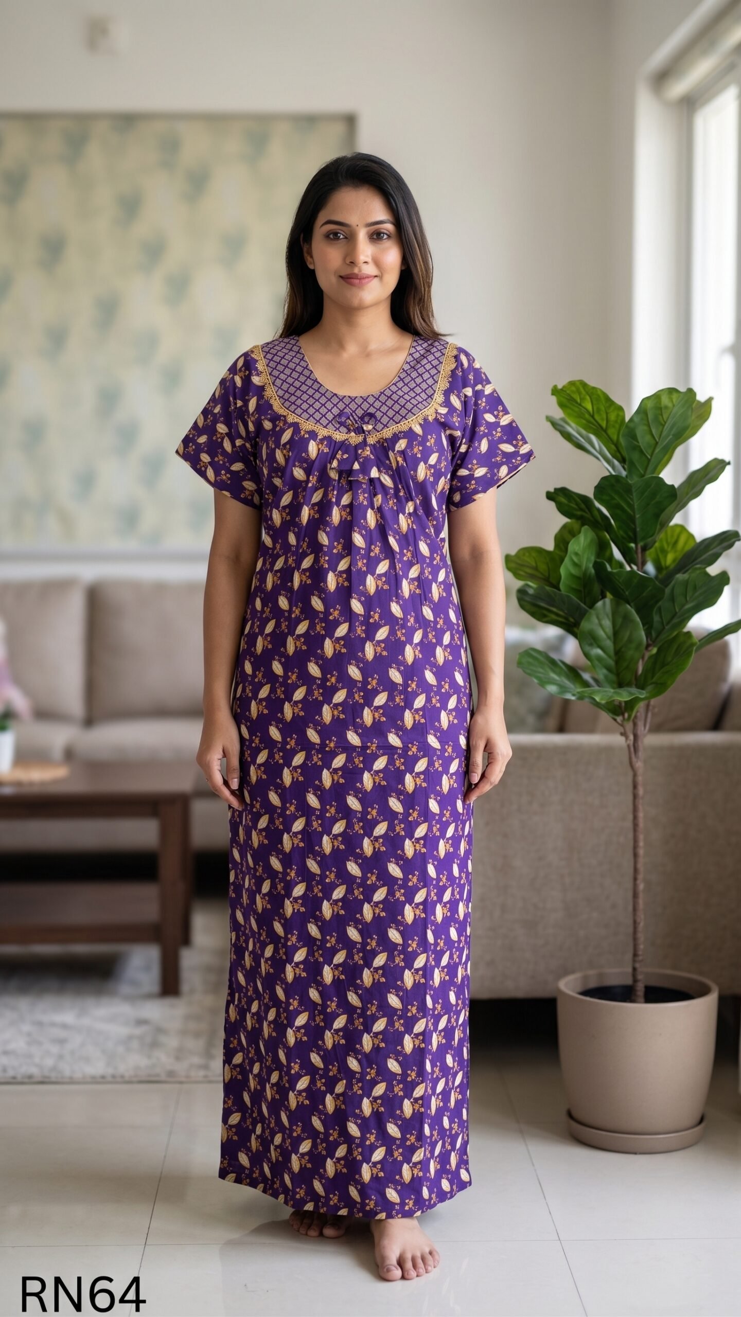 Round Neck Nighty Free Size(XXL)-RN64