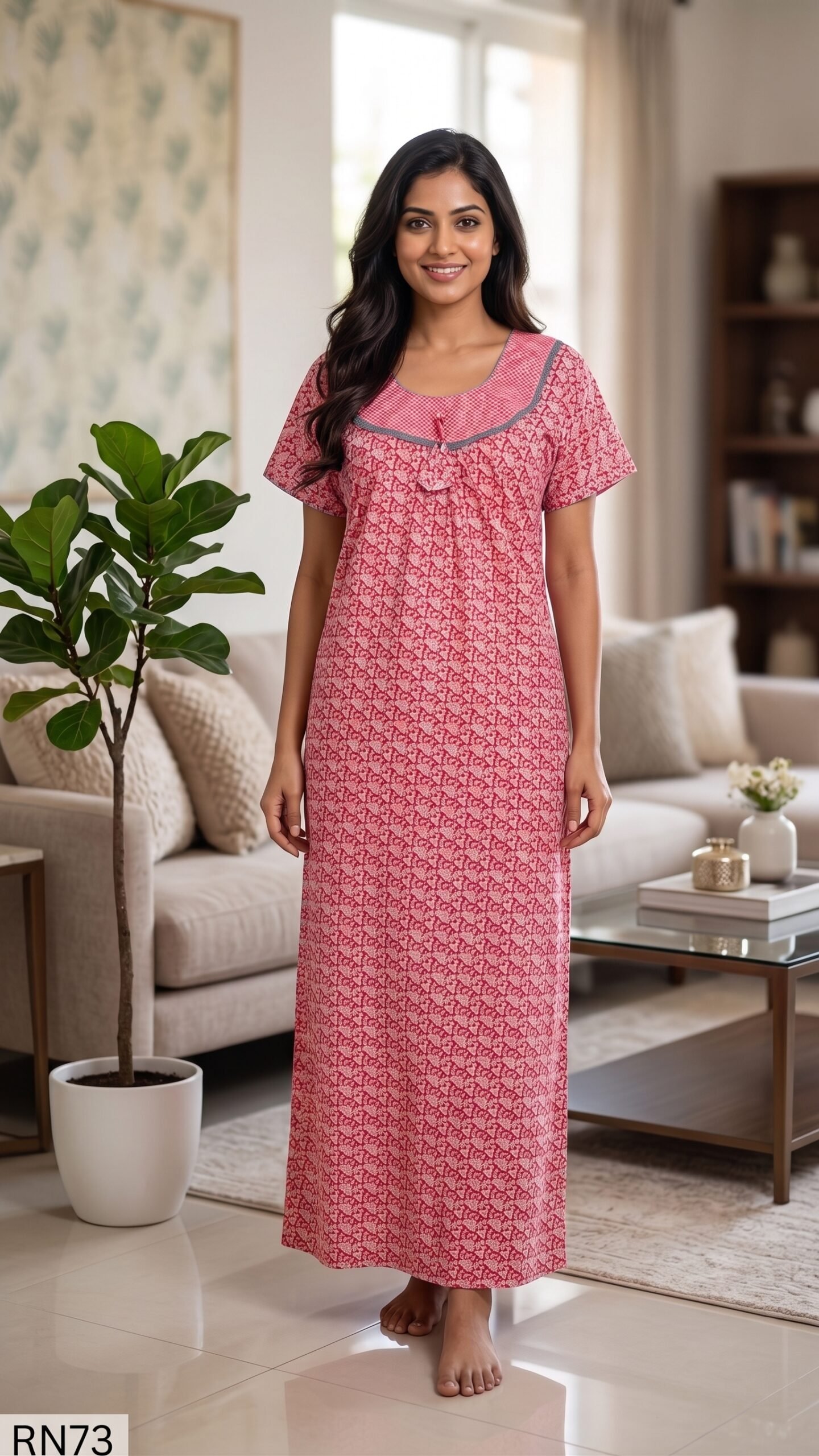 Round Neck Nighty Free Size(XXL)-RN73