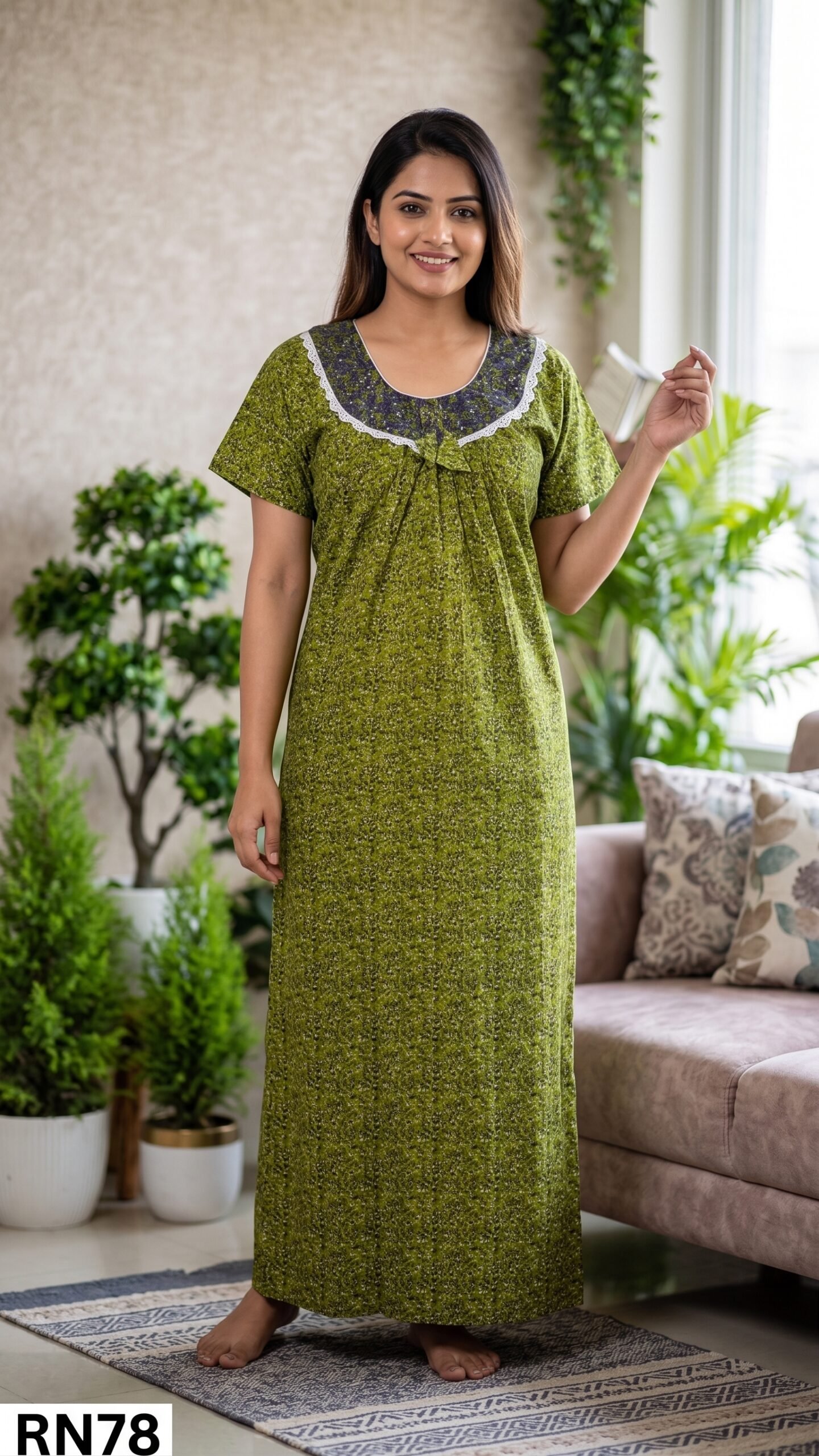 Round Neck Nighty Free Size(XXL)-RN78