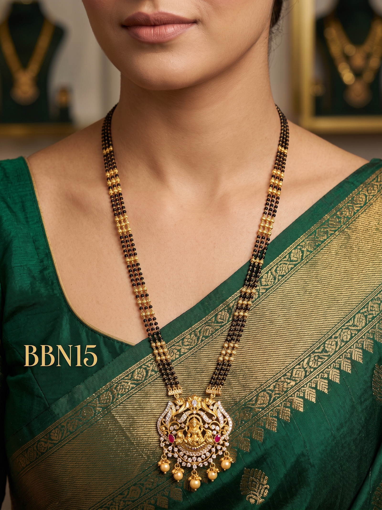 Premium Black Beads Necklace 26 inches-BBN15