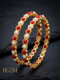 Panchaloha Coral & Pearl Bangle-BG244