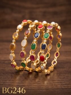 Panchaloha Nvaratna Bangle Set of 4 pcs-BG246