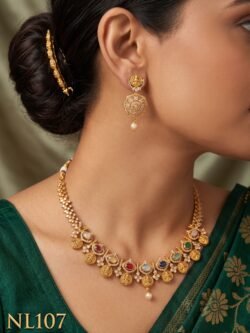 Nakshi Model  Necklace With Ear Rings-NL107