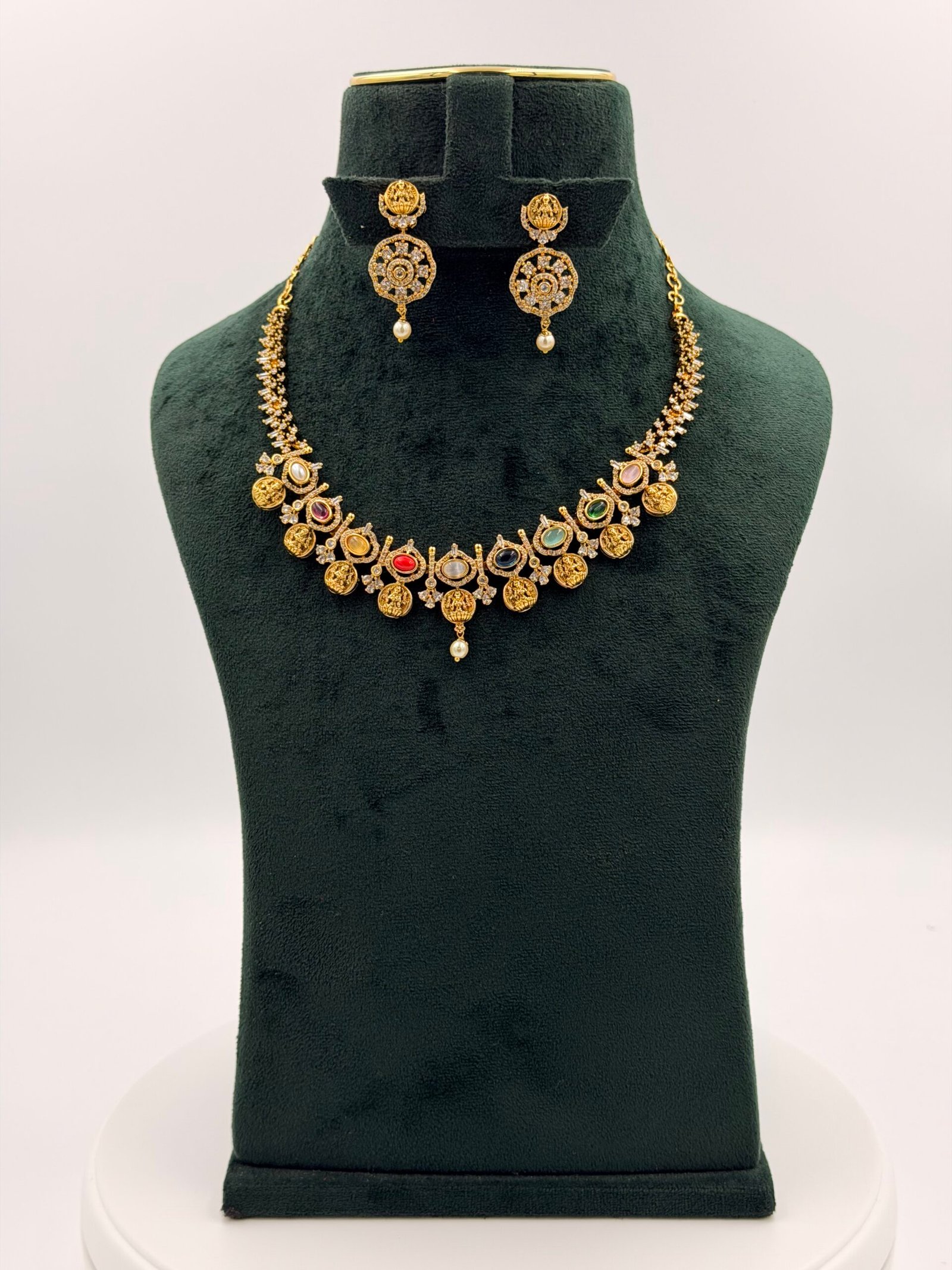 Nakshi Model Necklace With Ear Rings-NL107 - Image 2