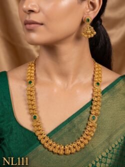 Nakshi Model Long Necklace With Ear Rings-NL111