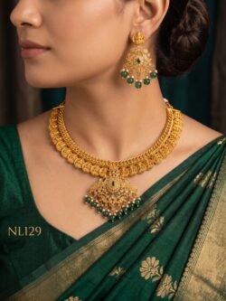 Nakshi Model Necklace  With Ear Rings-NL129