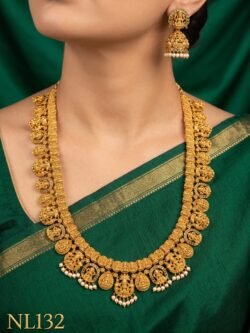 Nakshi Model Long Necklace With Ear Rings-NL132