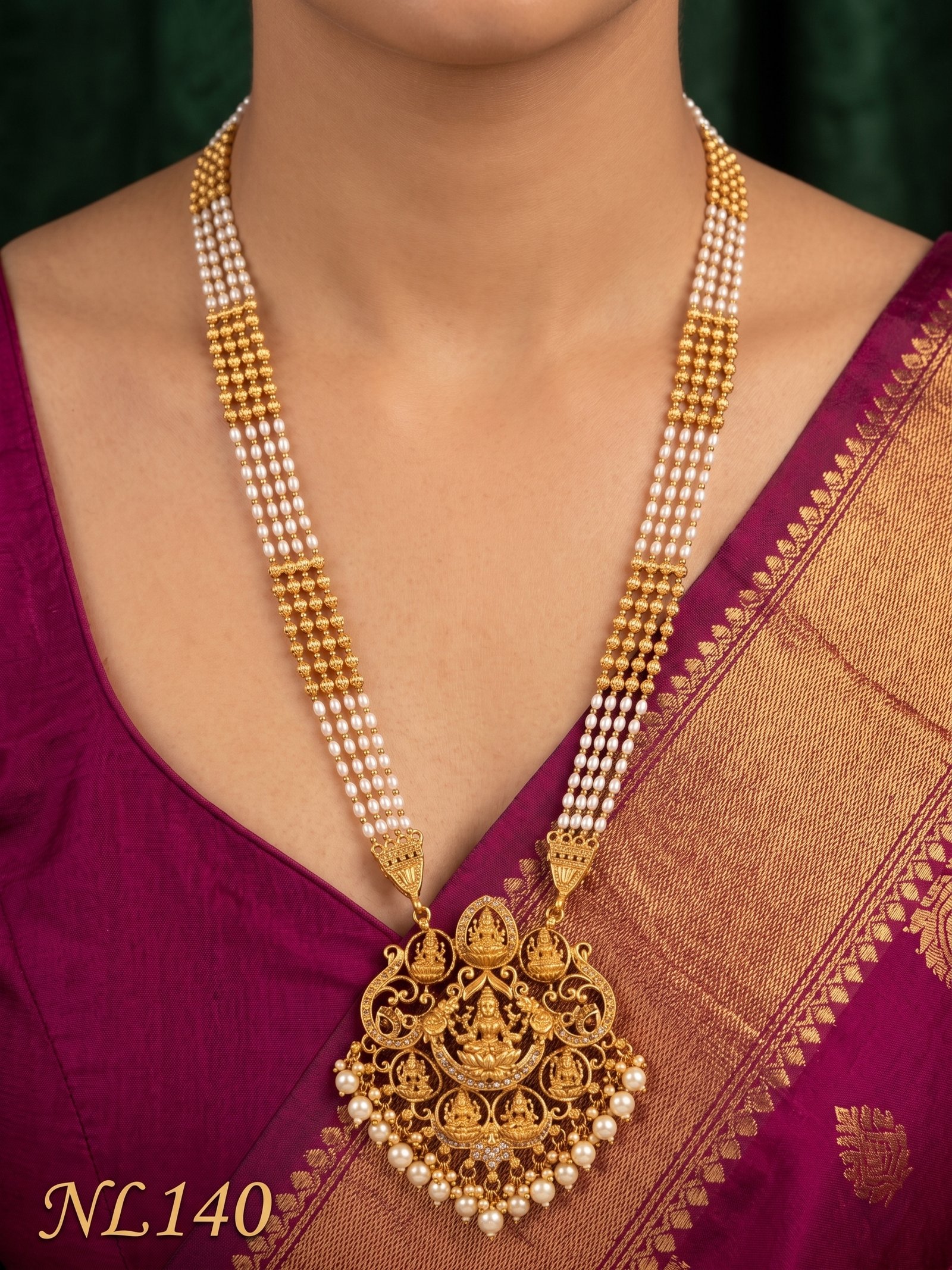 Nakshi Model Necklace With Ear Rings-NL140