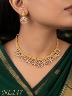 Nakshi Model Necklace  With Ear Rings-NL147
