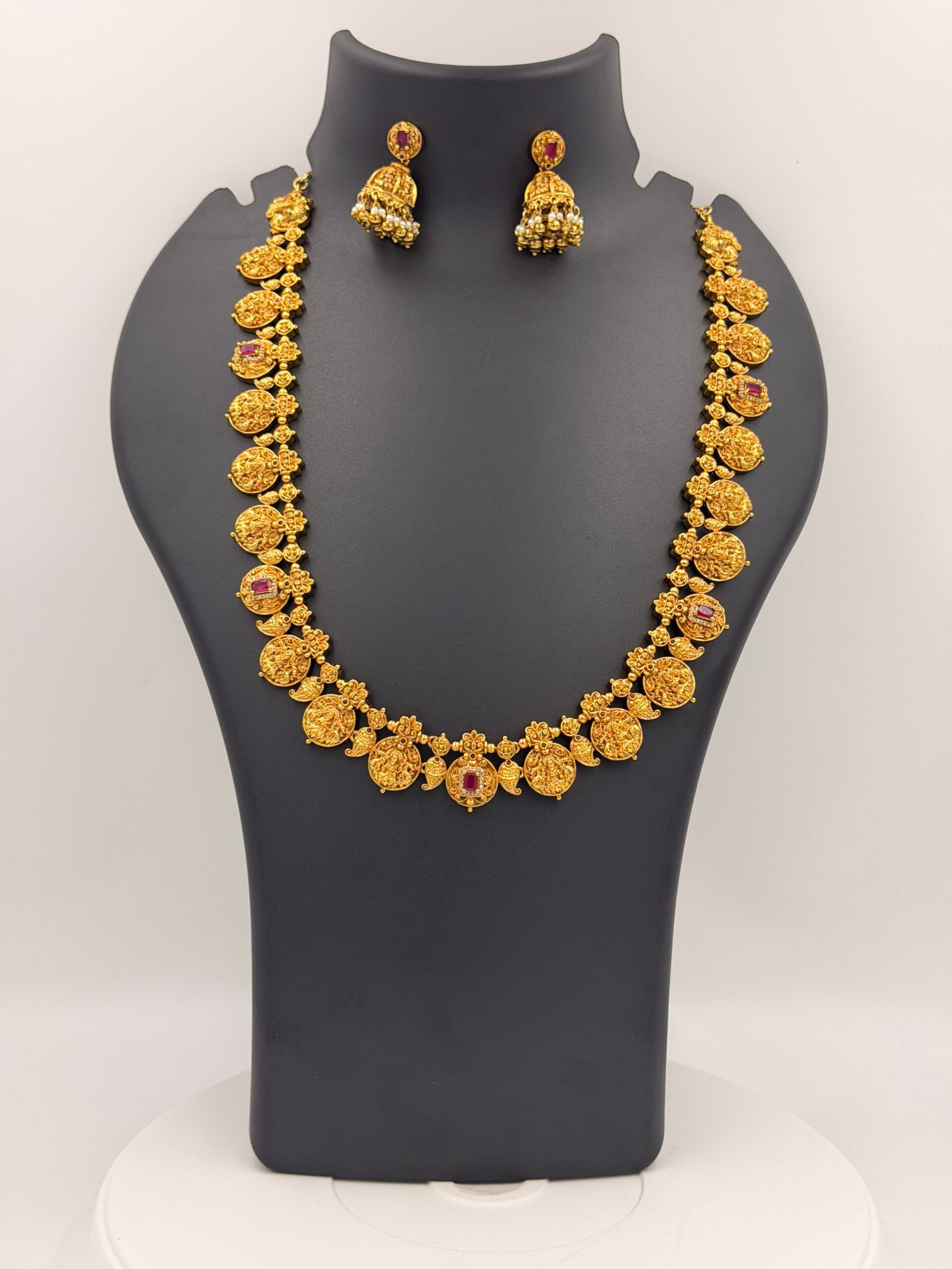 Nakshi Model Long Necklace With Ear Rings-NL152 - Image 2