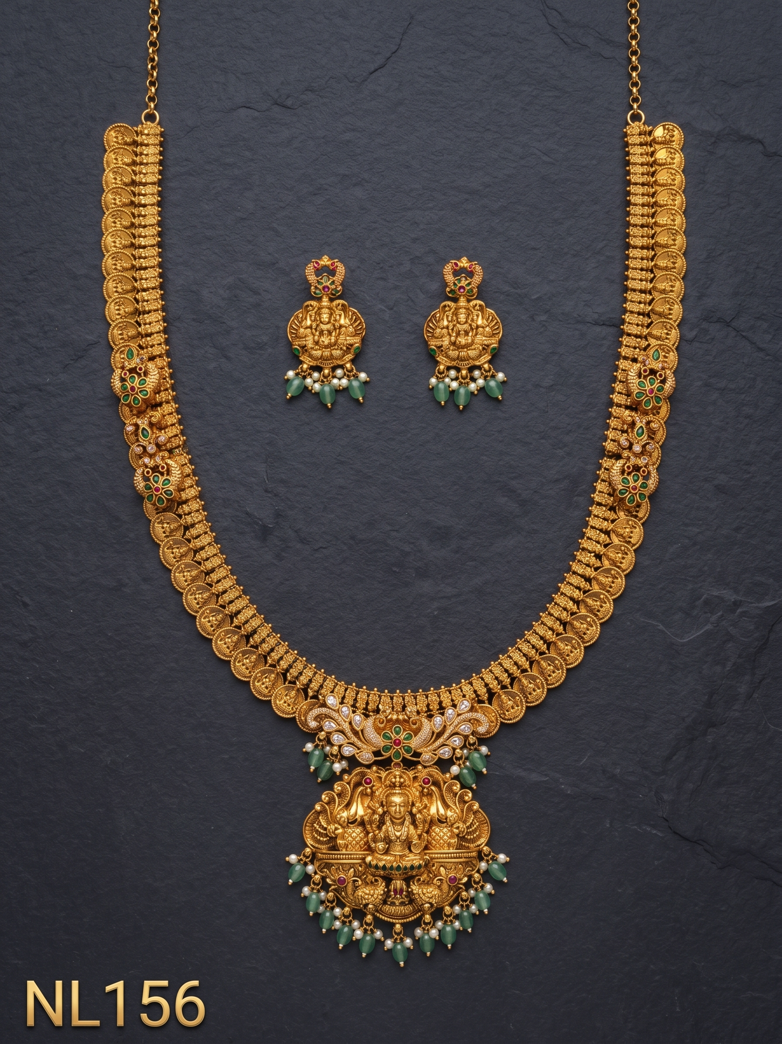 Nakshi Model Necklace With Ear Rings-NL156 - Image 2