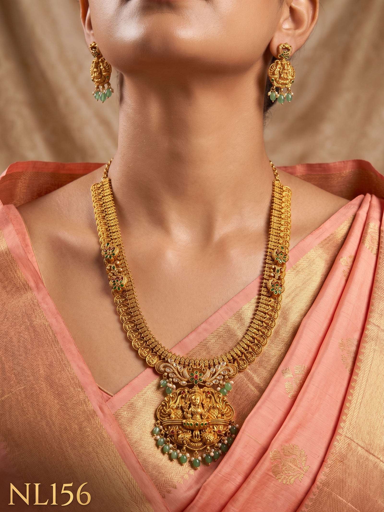 Nakshi Model Necklace With Ear Rings-NL156