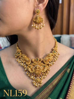 Nakshi Model Necklace  With Ear Rings-NL159