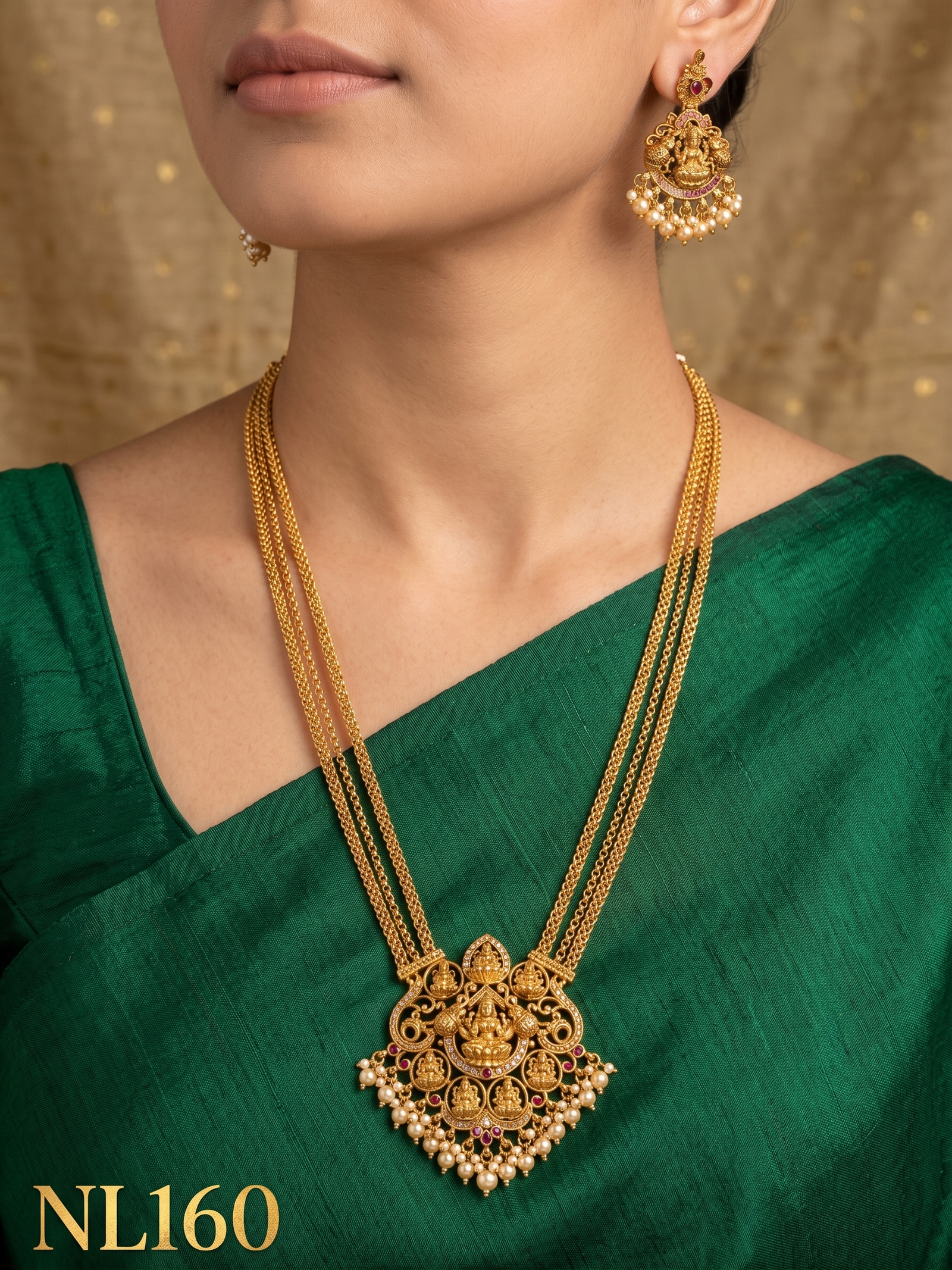 Nakshi Model Necklace  With Ear Rings-NL164