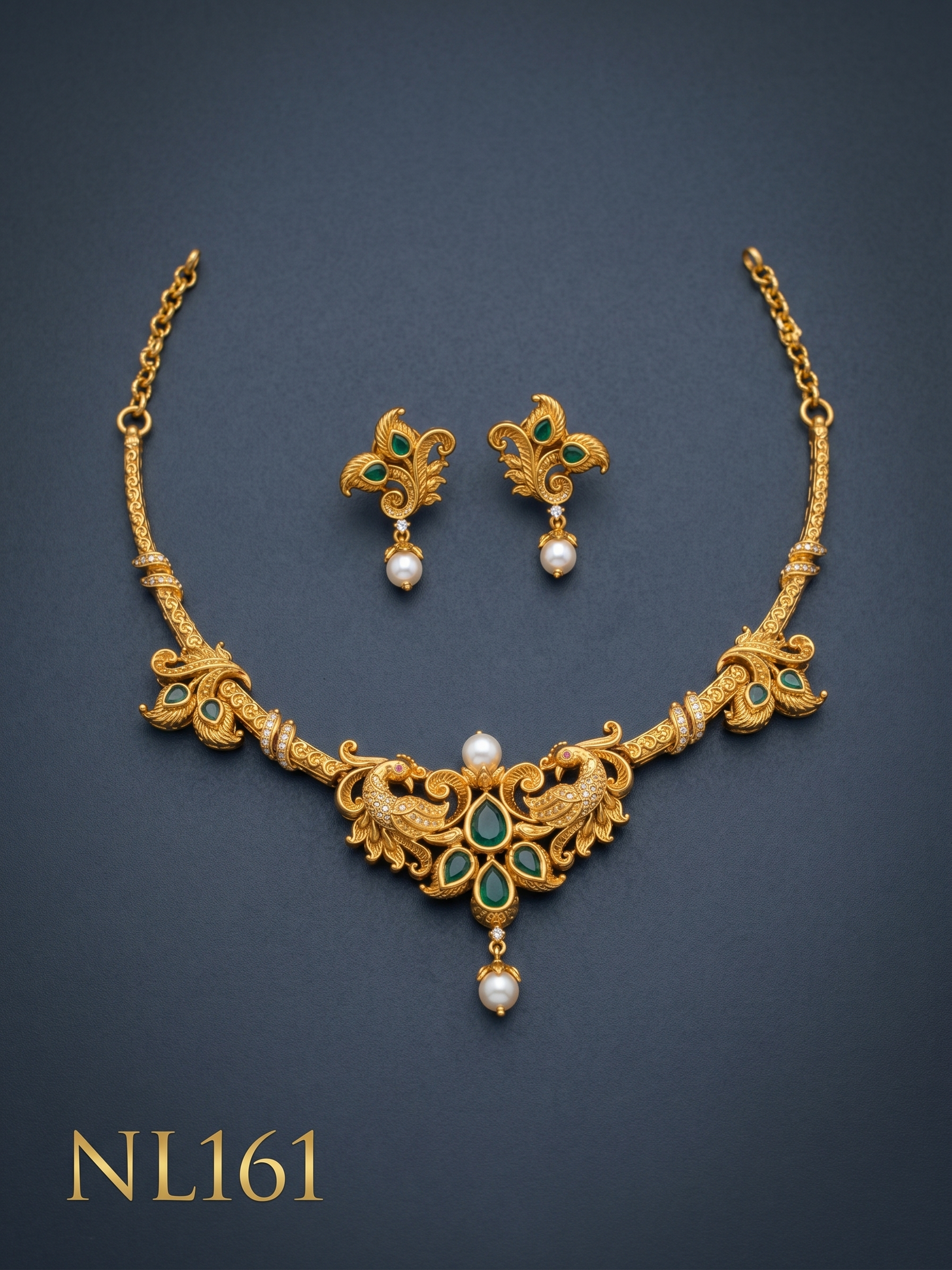 Nakshi Model Necklace With Ear Rings-NL161 - Image 2