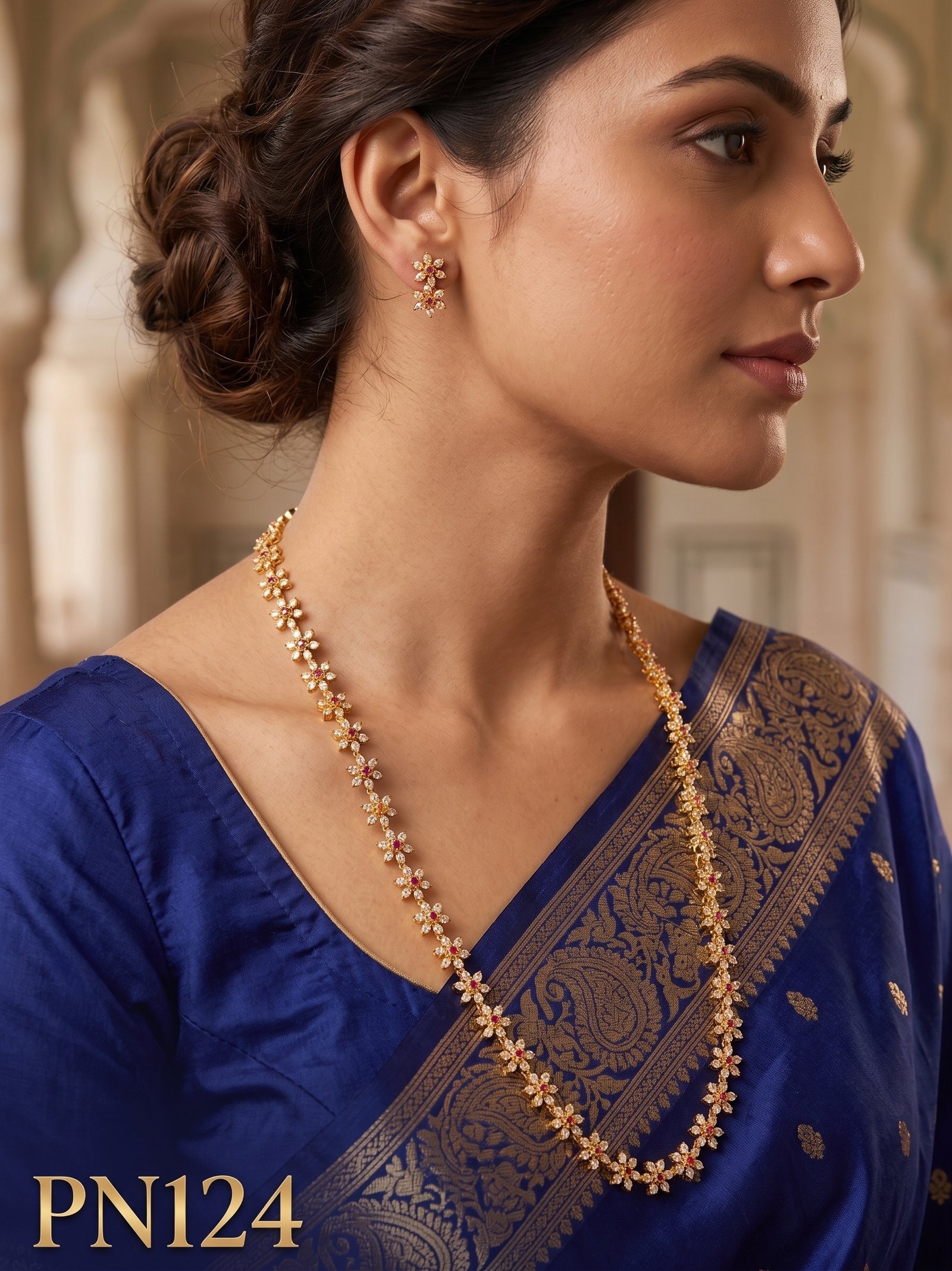 Panchaloham Necklace With Ear Rings 26 inches Length-PN124