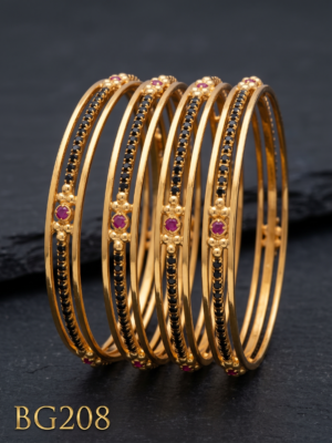 Premium Black Stone Bangle Set Of Bangles -BG208