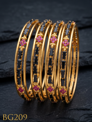 Premium Black Stone Set Of 4 Bangles -BG209