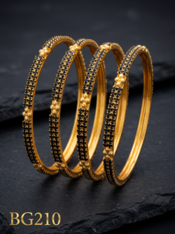 Premium Black Stone Set Of 4 Bangles-BG210