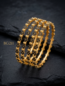 Premium Black Stone Set Of 4 Bangles -BG211