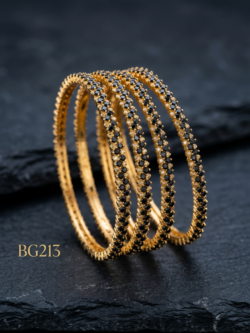 Premium Black Stone Of 4 Bangles -BG213