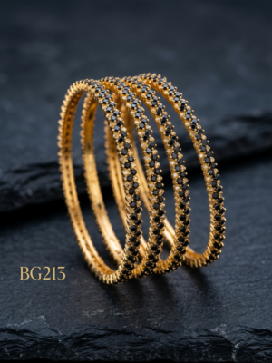 Premium Black Stone Of 4 Bangles -BG213