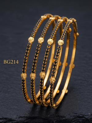 Premium Black Stone Bangle Set of 4 pcs-BG214